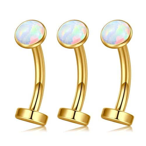 VCMART Belly Button Ring Belly Button Piercing Belly Rings Dangle Belly Button Rings Surgical Steel Clicker Floating Belly Button Rings for Women 14G Silver Gold Belly Navel Piercings Jewelry - color: A5 -3pcs, gold
