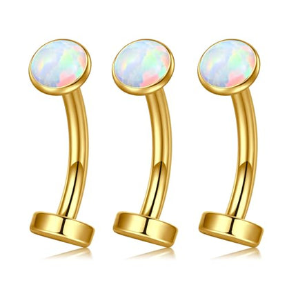 VCMART Belly Button Ring Belly Button Piercing Belly Rings Dangle Belly Button Rings Surgical Steel Clicker Floating Belly Button Rings for Women 14G Silver Gold Belly Navel Piercings Jewelry - color: A5 -3pcs, gold
