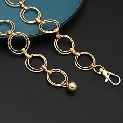 Women's Chain Belt Metal Waist Belt Chunky Belly Link Belt - color: O-ring Gold, size: M: 47.2 in