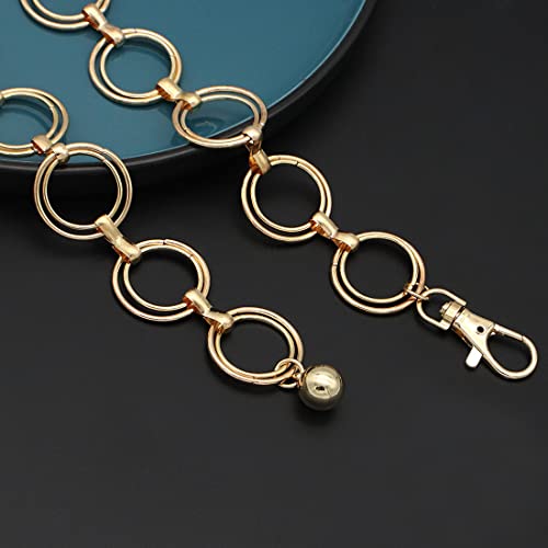 Women's Chain Belt Metal Waist Belt Chunky Belly Link Belt - color: O-ring Gold, size: L: 53.1 in