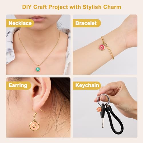 UAMOKANG 8pcs Mixed Color Enamel Round Charms for Jewelry Making, Gold Plated Stainless Steel Paws Bulk Charm Pendant for Necklace Bracelet DIY - color: Round Paw