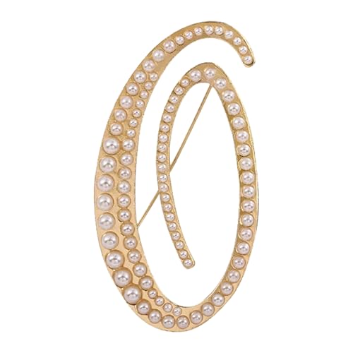 A-Z Initial 26 Letter Brooch Pins, Gold Faux Pearl Alphabet Badges Breastpin for Hat Bag Dress Coat Suit Accessory, Elegant Name Personalized Gifts for Women Men - color: O