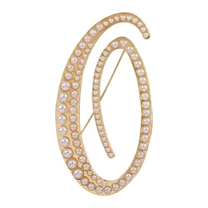 A-Z Initial 26 Letter Brooch Pins, Gold Faux Pearl Alphabet Badges Breastpin for Hat Bag Dress Coat Suit Accessory, Elegant Name Personalized Gifts for Women Men - color: O