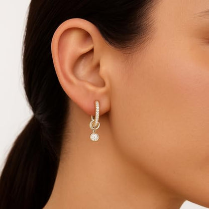 Gold Plated Small Huggie Hoop Cubic Zirconia Earrings for Women, Sparkling Pave Setting Huggie Earrings, Perfect for Special Occasions