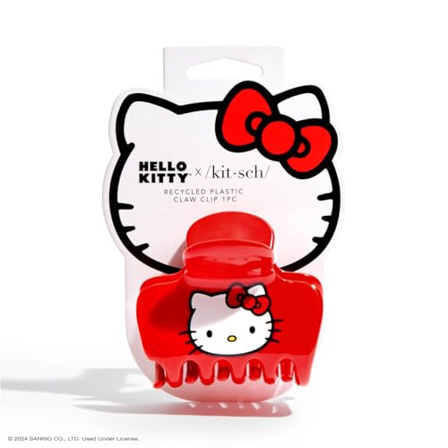 Kitsch x Hello Kitty Puffy Large Hair Clips for Women - Red, 1pc | Large Arch Shape Claw Clips For All Hair Types – Cute Hair Accessories For Updos, Half Updos Recycled Plastic - color: Kitty Face