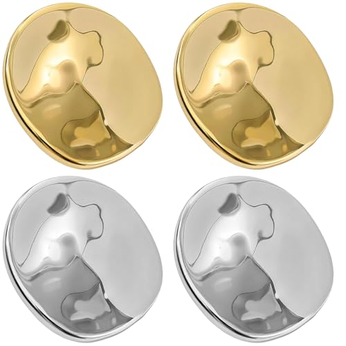 4 PCS Irregular Round Brooch Pins Vintage Metal Geometric Pin for Women | Round Disc Lapel Pin Minimaliast Geometric Waterdrop Shape Durable Incredibly Vversatile for Coat Scarves Shaw