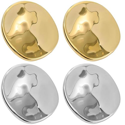 4 PCS Irregular Round Brooch Pins Vintage Metal Geometric Pin for Women | Round Disc Lapel Pin Minimaliast Geometric Waterdrop Shape Durable Incredibly Vversatile for Coat Scarves Shaw