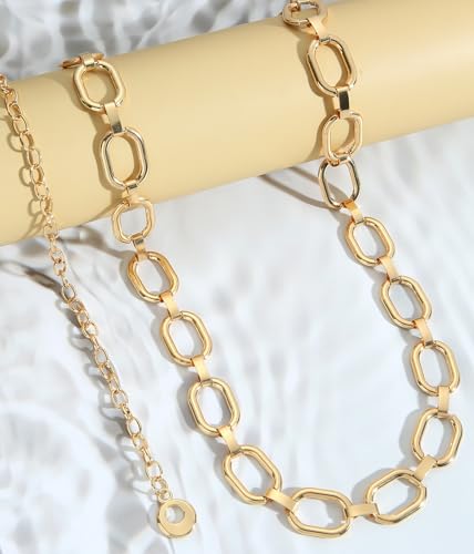 Eohak O-Ring Metal Waist Chain for Women Adjustable Metal Waist Belt Belly Link for Jeans Dress - color: Gold-oval