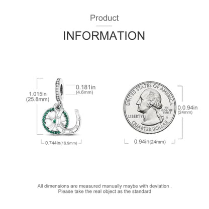 925 Sterling Silver Charm for Bracelet Necklace Women Dangle Pendant Beads | Love Faith Mom Ocean travel Butterfly Party Charm Beads Pendants DIY Jewelry Gift - color: Horseshoe Print Clover Charm