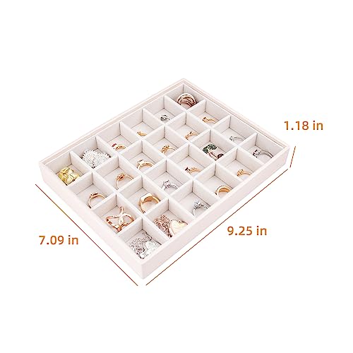 Leather Jewelry Organizer Trays Storage Drawer Display Case (Pearl2) | Velvet Liner Stackable for Necklace,Rings and earring - color: Pearl2