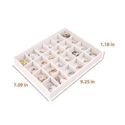 Leather Jewelry Organizer Trays Storage Drawer Display Case (Pearl2) | Velvet Liner Stackable for Necklace,Rings and earring - color: Pearl2