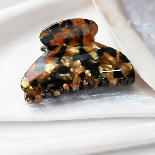 Handmade Celluloid Acetate French Design Barrettes Tortoise Shell Claws Hair Claw Luxury Fashion Accessories Hair Clip for Women (black gold) - color: black gold