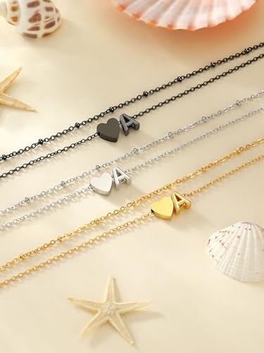 Initial Ankle Bracelets for Women, Dainty Stainless Steel Letter A-Z Layered Anklets, Heart Ankle Bracelet 8.5"-10.5" Adjustable, Summer Beach Jewelry, Come with Box - color: Silver, size: Z
