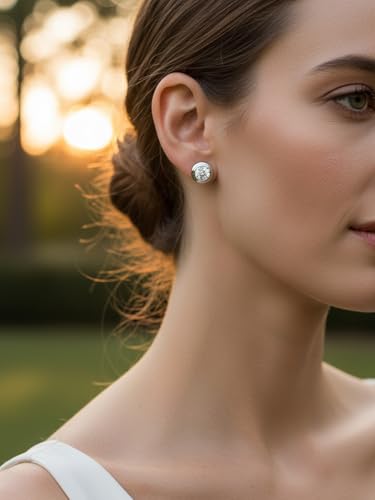 0.6-4 Carat 5A Cubic Zirconia/Simulated Emerald Sparkle Stud Earrings for Women, Hypoallergenic 925 Sterling Silver Posts, Anniversary Birthday Valentines Mothers Day Jewelry Gift - color: White Gold, size: 4.00 Carat (2.00ct * 2)