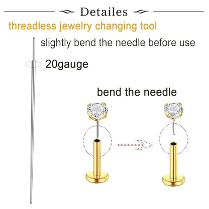 Longita 20g Nose Rings Hoop L Shape Nose Studs Stainless Steel Nose Screw Bone Flat Top Diamond Opal Heart High Nostril Piercing Jewelry Silver Rose Gold Black Pack for Women Men - color: 42-20g- gold