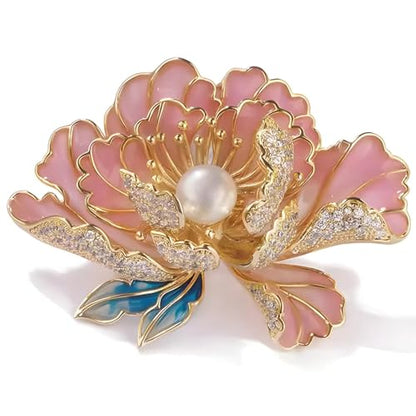 SYWDUDUCLT Fashion Elegant Brooches for Women Brooch, Suitable For Party And Daily Wear On Many Occasions - style: Peony-Pink