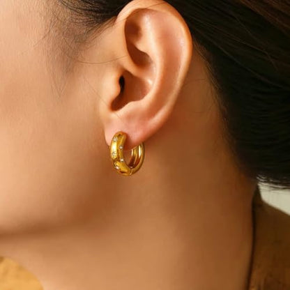 18K Gold Plated Stainless Steel Statement Earrings for Women - Trendy Hoops with Cubic Zirconia - Lightweight Non-Tarnish Waterproof Fashion Jewelry Gift - style: Star Burst Zircon Hoops