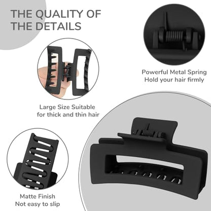 12 Pack Black Hair Claw Clips for Women, Medium Claw Clips for Thin Thick Hair, Strong Hold Matte Banana Clips - color: Black