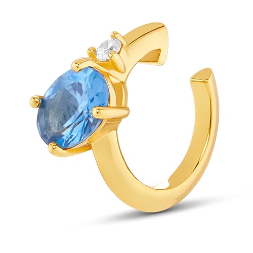MILLA Ear Cuffs Non Piercing, Birthstone Jewelry, 14K Gold Plated over 925 Sterling Silver Half Hoop Dainty Earrings for Women Trendy with CZ Stones, Lightweight and Hypoallergenic - color: 12 December - Turquoise