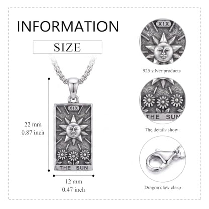 YAFEINI Cat Tarot Necklace 925 Sterling Silver Cat Tarot Pendant Necklace Jewelry Gifts for Women - style: Sun Tarot