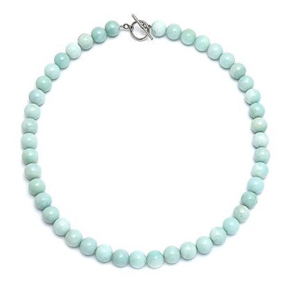 Classic Color Gemstones Ball Bead Strand Necklace Toggle Clasp 10MM - color: Green Amazonite