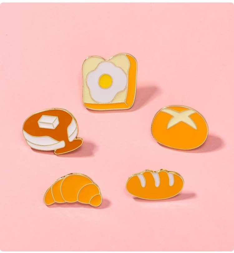 Cute Fastfood Enamel Lapel Pin Set, Cartoon Brooch Badge Pins for Backpacks Clothes Bags DIY Party Decoration for Women Kids Gifts