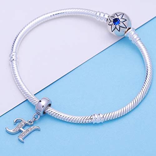 925 Sterling Silver Letter Charms Fits Pandora Bracelets, Gift for Women | A-Z Alphabet Initial Charm with CZ,Great gift for Christmas, Valentine's Day, Mother's Day. - color: H