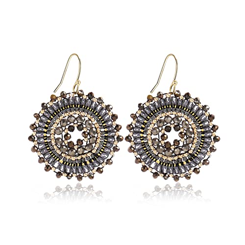 Colorful Summer Beaded Earrings For Women Crystals Glass Bead Dangle Drop Bohemia Earrings Statement Earrings For Women - color: Grey