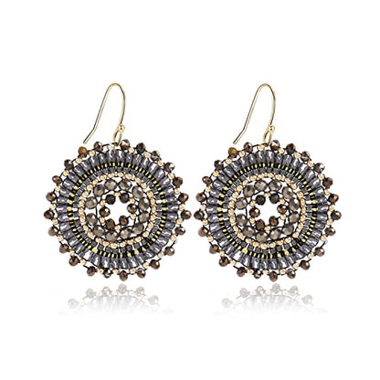 Colorful Summer Beaded Earrings For Women Crystals Glass Bead Dangle Drop Bohemia Earrings Statement Earrings For Women - color: Grey