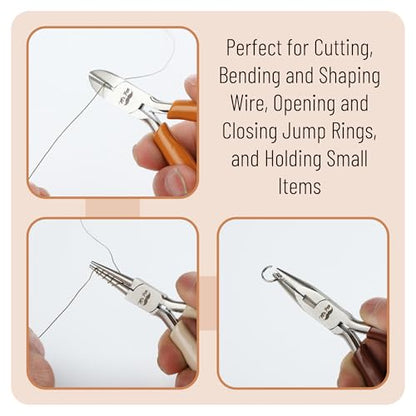 Mr. Pen- Pliers for Jewelry Making, 3 Pack, Chain Nose | Round Nose Pliers Set and Wire Cutter for Beading, Wire Wrapping, Jump Rings, Jewelry Repair, Crafting, DIY - color: Autumn