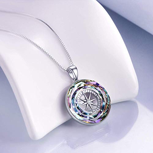 AOBOCO 2026 Graduation Gifts 925 Sterling Silver Compass Pendant Necklace High School College Graduation Jewelry Gifts for Women Daughter - style: A-Purple