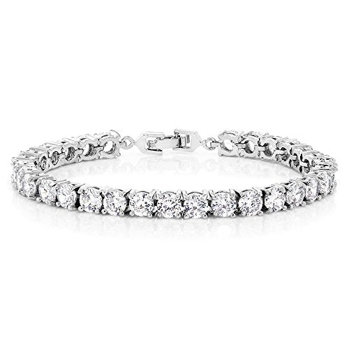 Gem Stone King Multi-Color Classic Tennis Bracelet for Women | Sparkling Round Cubic Zirconia CZ | 7.50 Cttw | 7 Inch | Fine Jewelry Gift for Mother's Day Birthday Anniversary Her Mom Wife - color: White
