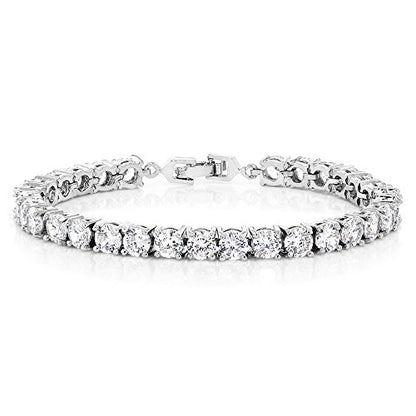 Gem Stone King Multi-Color Classic Tennis Bracelet for Women | Sparkling Round Cubic Zirconia CZ | 7.50 Cttw | 7 Inch | Fine Jewelry Gift for Mother's Day Birthday Anniversary Her Mom Wife - color: White