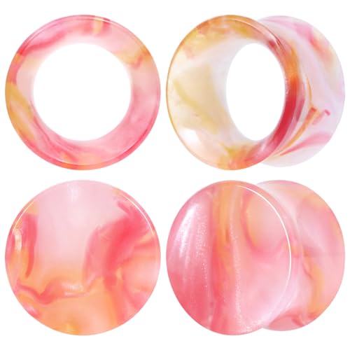 4PCS Acrylic Ear Plugs and Tunnels 4 Colors Ear Gauge Tunnels Set Expander Stretcher For Women Men Body Piercing Jewelry - color: PO-Y6610F, size: 14mm(9/16")