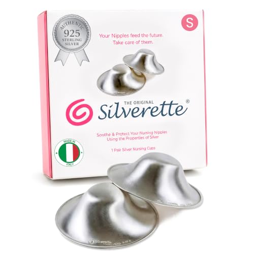Silverette® The Original Silver Nursing Cups, Nipple Covers for Breastfeeding Essentials, Pure 925 Silver Nipple Shields - color: Small - Regular