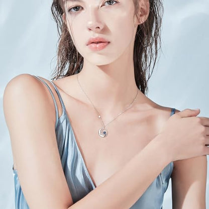 FANCIME Birthstone Necklaces 925 Sterling Silver Moon and Star Pendant Fine Jewelry Birthday Mothers Day Gifts for Mom Wife Her Daughter, Adjustable Chain 16+2" - color: Jun.- Alexandrite