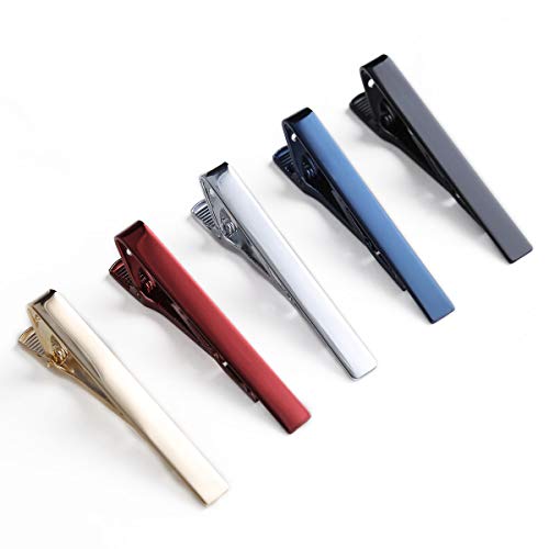 Tie Clips for men Tie Bar Clip Set for Regular Ties Necktie Wedding Business Tie Pin Clips - color: 5 Colors