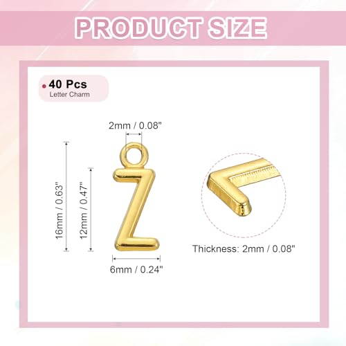 uxcell Letter Charm, Alloy Letter Initial Alphabet Charm for DIY Craft Jewelry Making Bracelets Earrings Necklace - color: Gold - Z