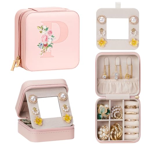 Enthralite Travel Jewelry Box for Girls: Traveling Jewelry Case Gift for Women - Mini Organizer for Necklaces Earrings Pink P - color: Pink, size: P