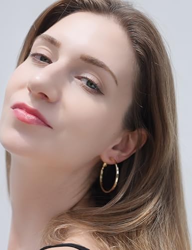 FAN&LOUIS Clip On Hoop Earrings Women,14K Gold Women's Clip-On Earrings Large Hoops Trendy for Non-Pierced Ears Lightweight 2026 - style: 40mm