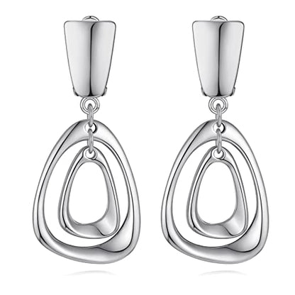 Matte Gold Silver Large Clip On Earrings for Women Statement Earrings - color: Clip b