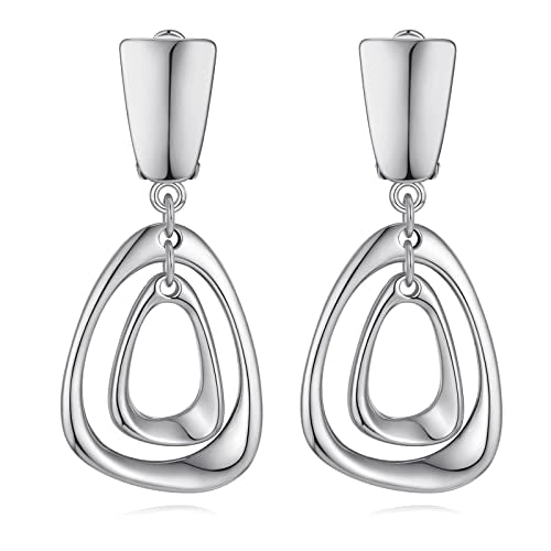 Matte Gold Silver Large Clip On Earrings for Women Statement Earrings - color: Clip b