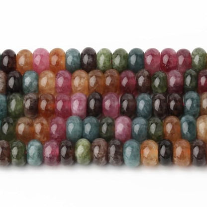 Songxi 5x8mm Dark Tourmaline Rondelle Beads, 75PCS Spacer Round Loose Abacus Beads for Jewelry Making, Gemstone for Bracelet Necklace Earrings, Arts and Crafts - color: Dark Tourmaline
