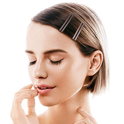 48 Pcs Open Center Hair Barrettes Clips for Women Thin Hair, 4 Colors | Bar barrettes pack, gold silver black coffee, metal snap, no slip hold, fine hair friendly, everyday styling