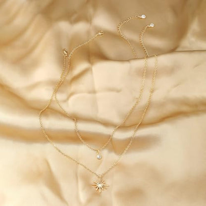 NECOCY Layered Gold Necklaces for Women Dainty Chokers Necklace Silmple Stackable Cubic Zirconia Necklace Non Tarnish Vacation Jewelry Trendy Gifts for Women - style: Layered chain CZ Sun