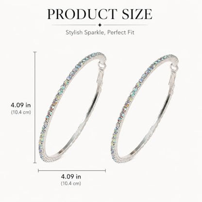 Big Chunky Gold Hoop Earrings for Women Beaded Large Statement Earrings Lightweight Fashion Jewelry Daily Wear Party Gift - color: E9:Colorful 10cm