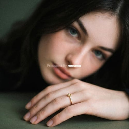1mm CZ Clover Rings for Women | 18k Gold Plated Titanium Cubic Zirconia Minimalist Fashion Dainty Ring - color: Gold