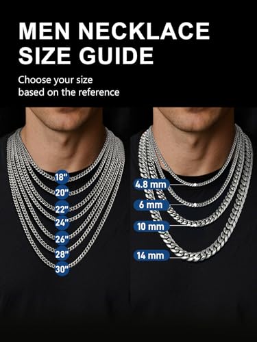 ChainsPro Stainless Steel Mens Cuban Link Chains, Hip Hop Miami Necklace | Daily Wear Jewelry with Gift Box, Silver/Gold Plated/Black, Sweatproof & Waterproof, Hypoallergenic Men Chains, No Tarnish - color: Silver