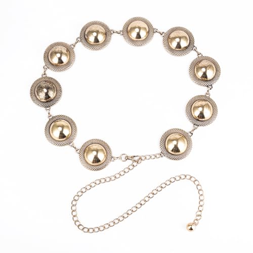 ILuvatar Western Metal Concho Belt for Women Cowgirl Waist Chain for Women Dress Pants Adjustable - color: Gold-s70