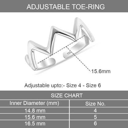 LeCalla 925 Sterling Silver Minimalist Toe Rings Set Simple Open Adjustable Toe-Rings for Women - color: 09. ZigZag HeartBeat (1 PCS)